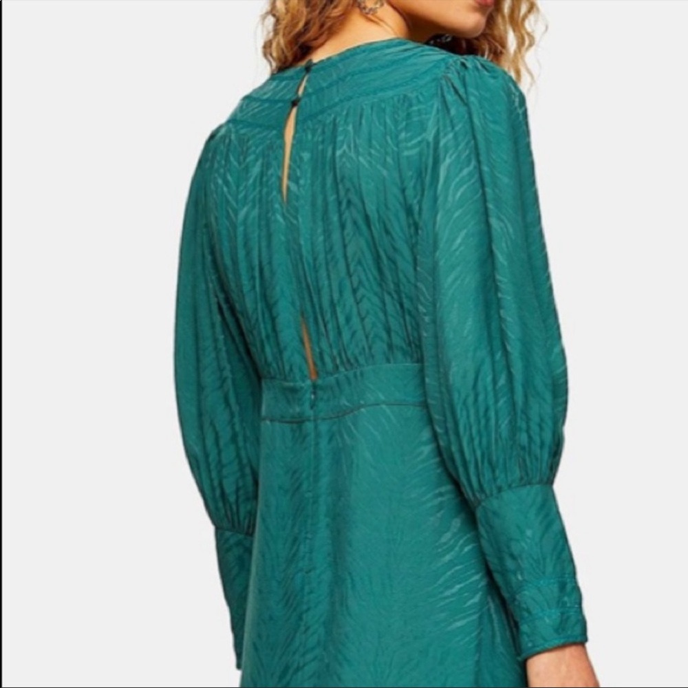 NWT Topshop Green Jacquard Midi dress Prairie dress size 4 - Picture 5 of 16